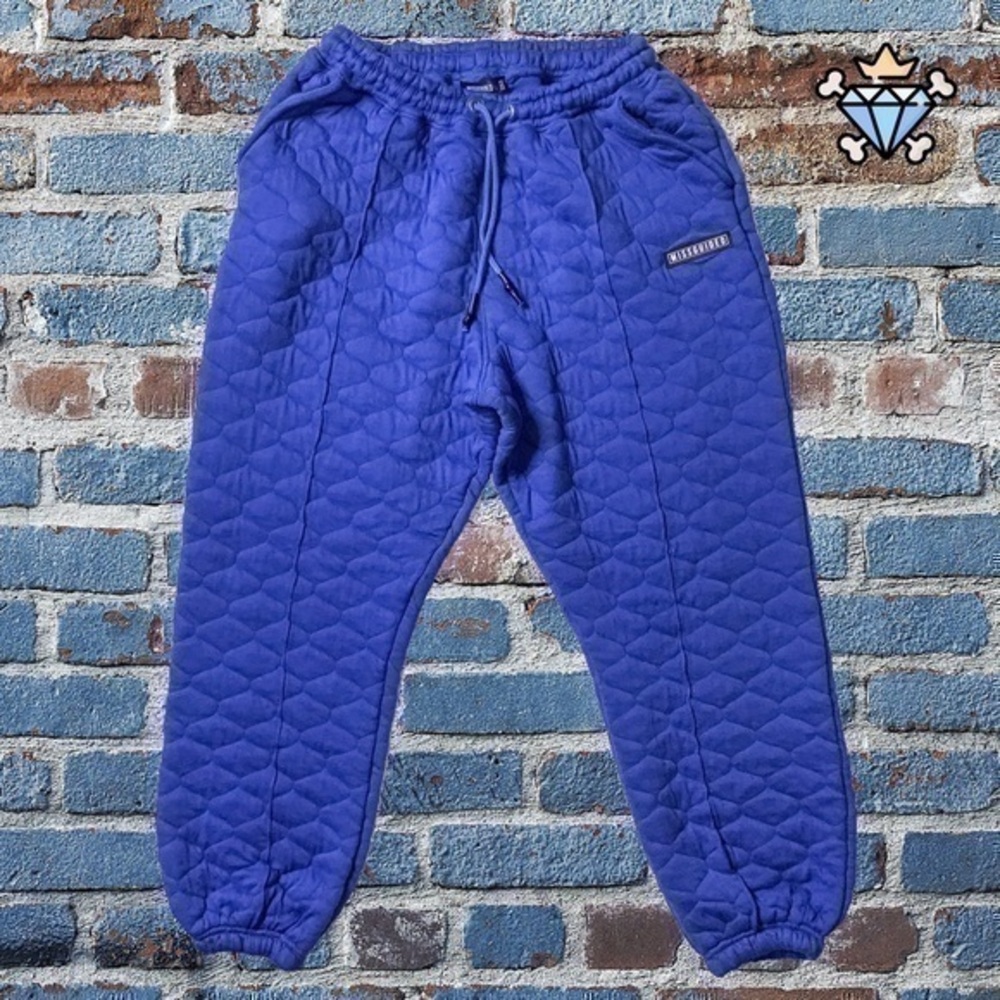 MISSGUIDED ROYAL BLUE QUILTED OVERSIZED BAGGY JOGGERS SIZE 8 STREETWEAR WOMEN